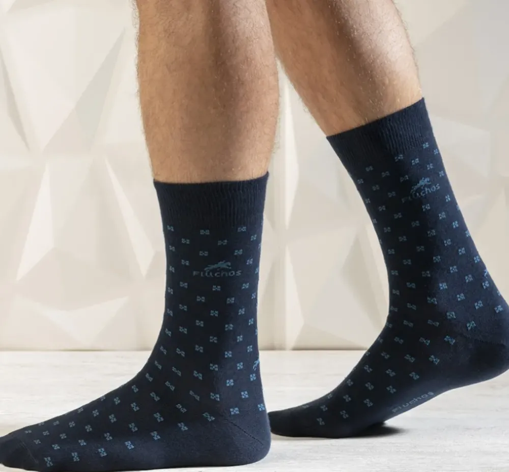 Fluchos Calcetines>CA0009 Calcetines Largos Azules y Cuadros