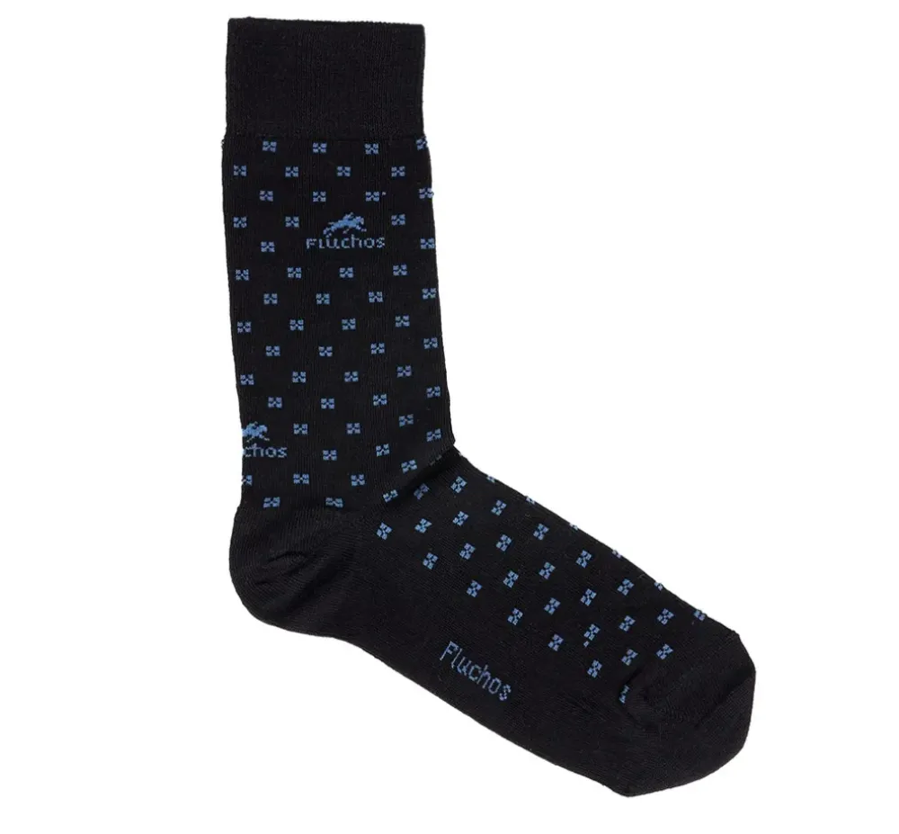 Fluchos Calcetines>CA0009 Calcetines Largos Azules y Cuadros