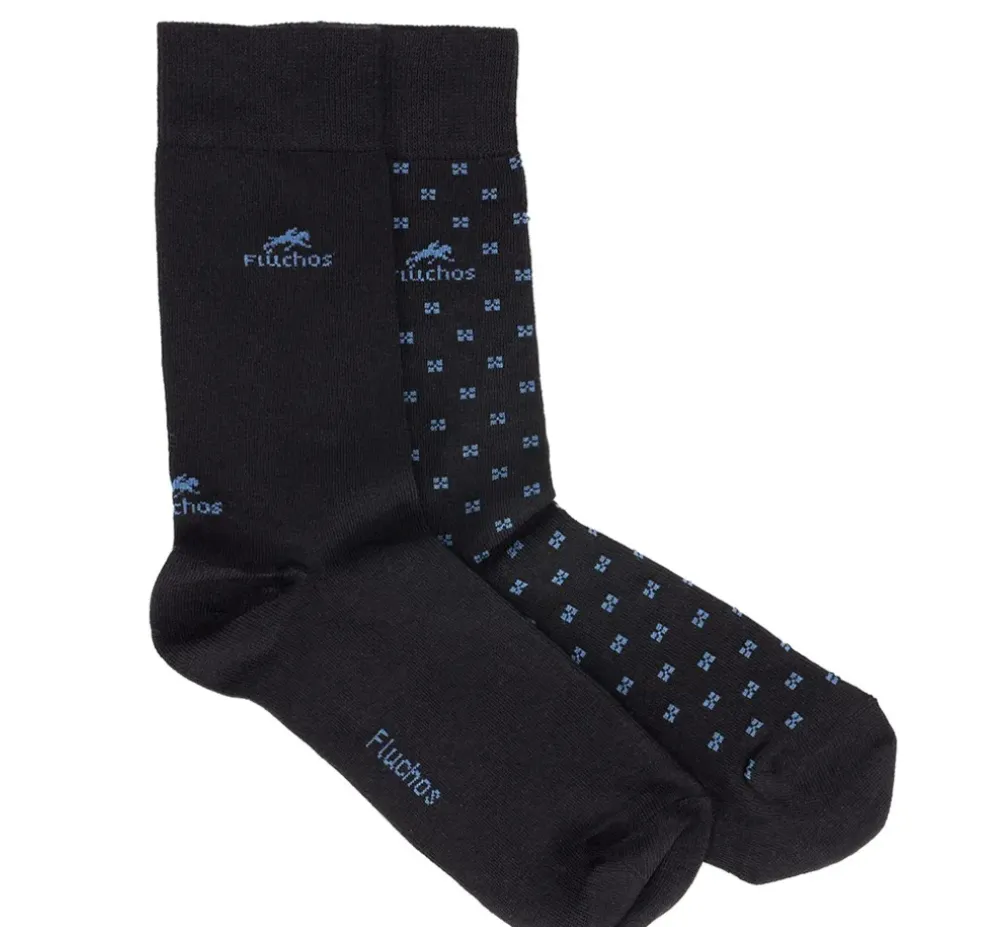 Fluchos Calcetines>CA0009 Calcetines Largos Azules y Cuadros