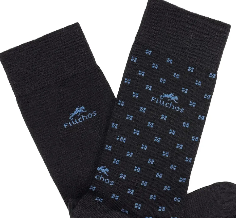 Fluchos Calcetines>CA0009 Calcetines Largos Azules y Cuadros