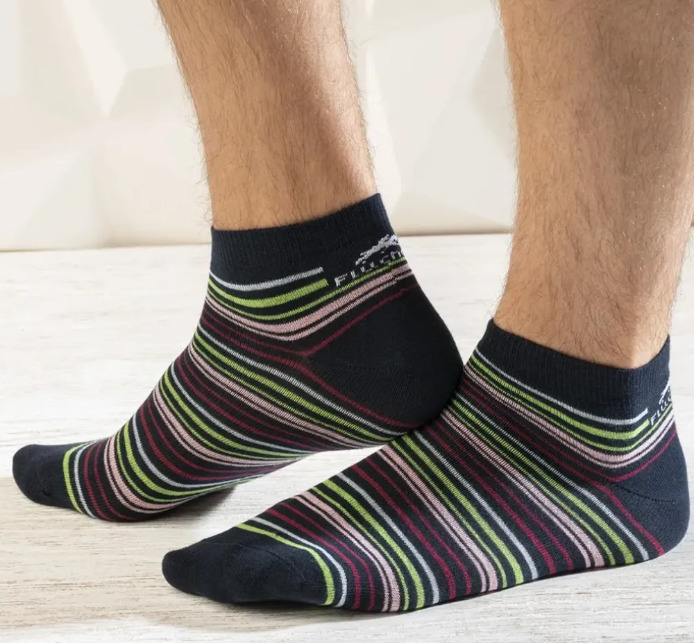 Fluchos Calcetines>CA0010 Tobilleros Azules y Rayas